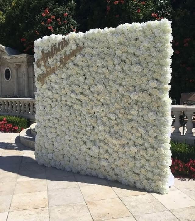 8x8 white rose flower wall backdrop